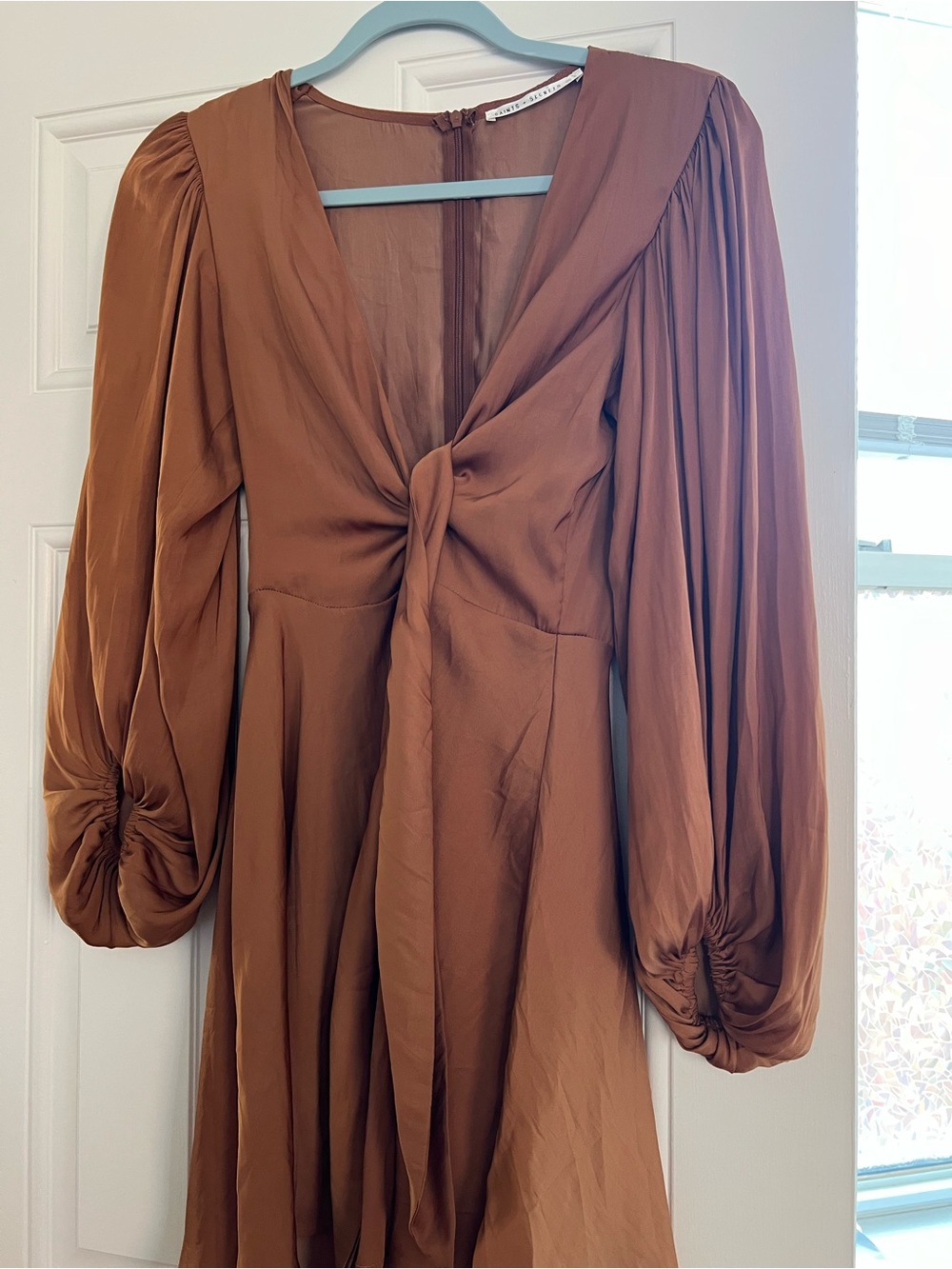 Knotted Front Mini Dress in Rust Brown